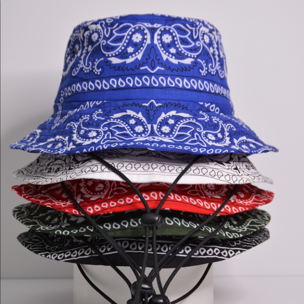 Bucket Hats w/ String Bandana Print Unisex